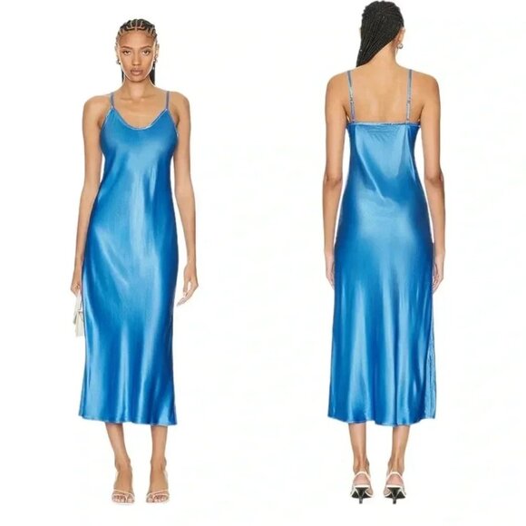 Enza Costa Dresses & Skirts - Enza Costa Bias Cut Satin Slip Dress Pool Blue Size 2